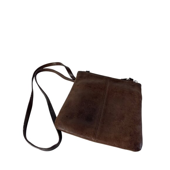 Fossil Brown Leather Crossbody Bag With Adjustable Strap Front Zip Pocket - Picture 5 of 5